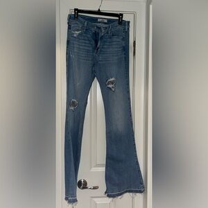 Hollister Dark Blue Distressed Flare Jeans